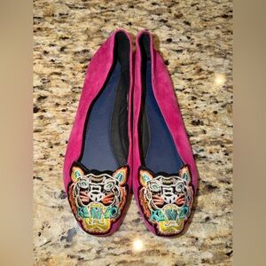 KENZO Paris Pink Suede Tiger Ballerinas Flats Size 38 - US 7.5
